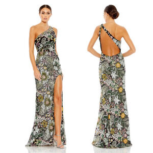 EMBELLISHED FLORAL ONE SHOULDER GOWN size 0